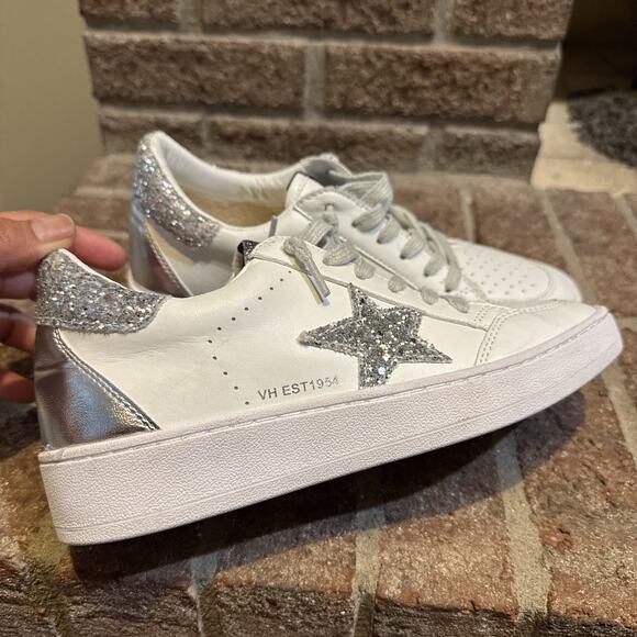 Vintage Havana Silver Glitter Star Ladies Shoes Size 8 - Picture 5 of 16